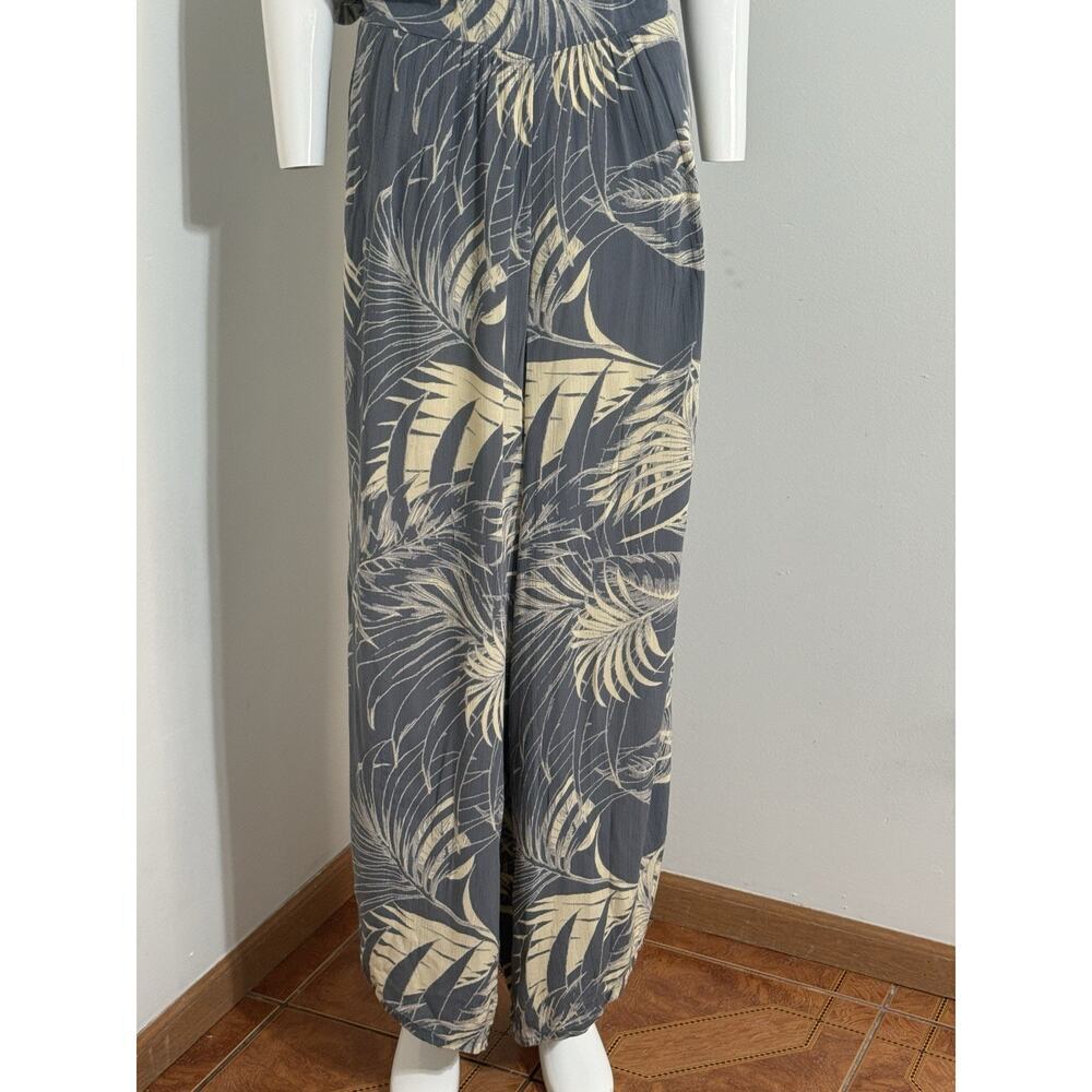 O’Neill Women’s Jumpsuit Wide Leg Boho Tropical Beach Resort Viscose Gray M - Picture 3 of 16